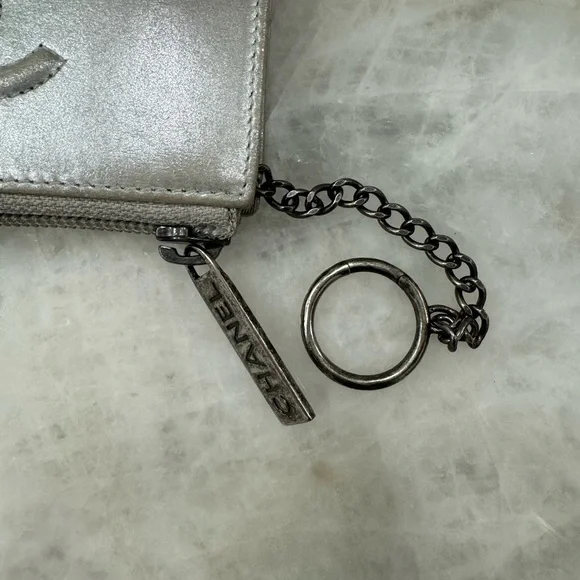 Chanel Metallic Silver Key and Card Pouch - Picture 11 of 11